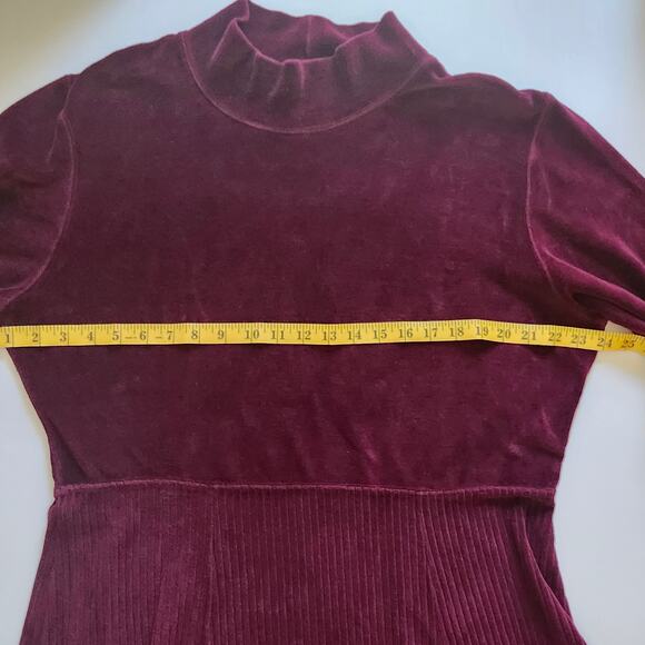 Cold Water Creek Berry Velour Long Sleeve Dress Size X-Large - Picture 7 of 8